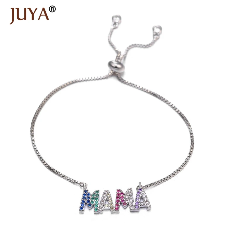 Модный браслет женский Mama браслеты медный металлический кубический цирконий