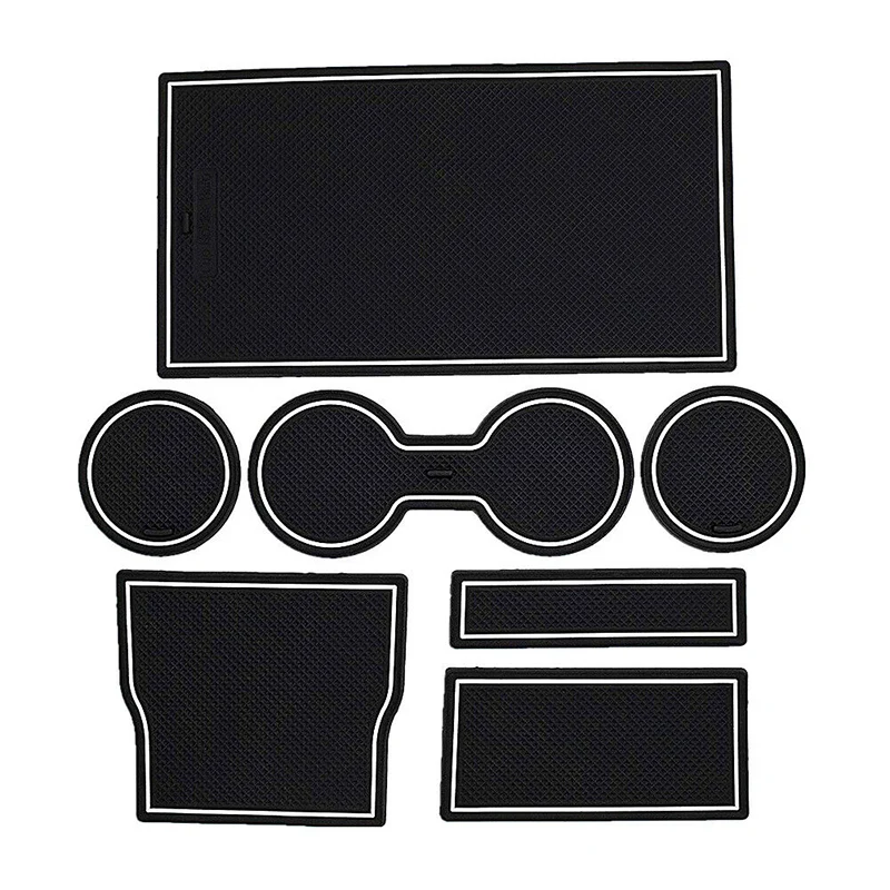 

White + Black Gate Slot Mats No Slip For Tesla Decoration Protection Cup Holder