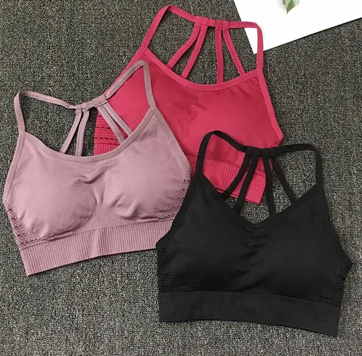 Женский бесшовный спортивный бюстгальтер для бега йоги с перекрестными лямками