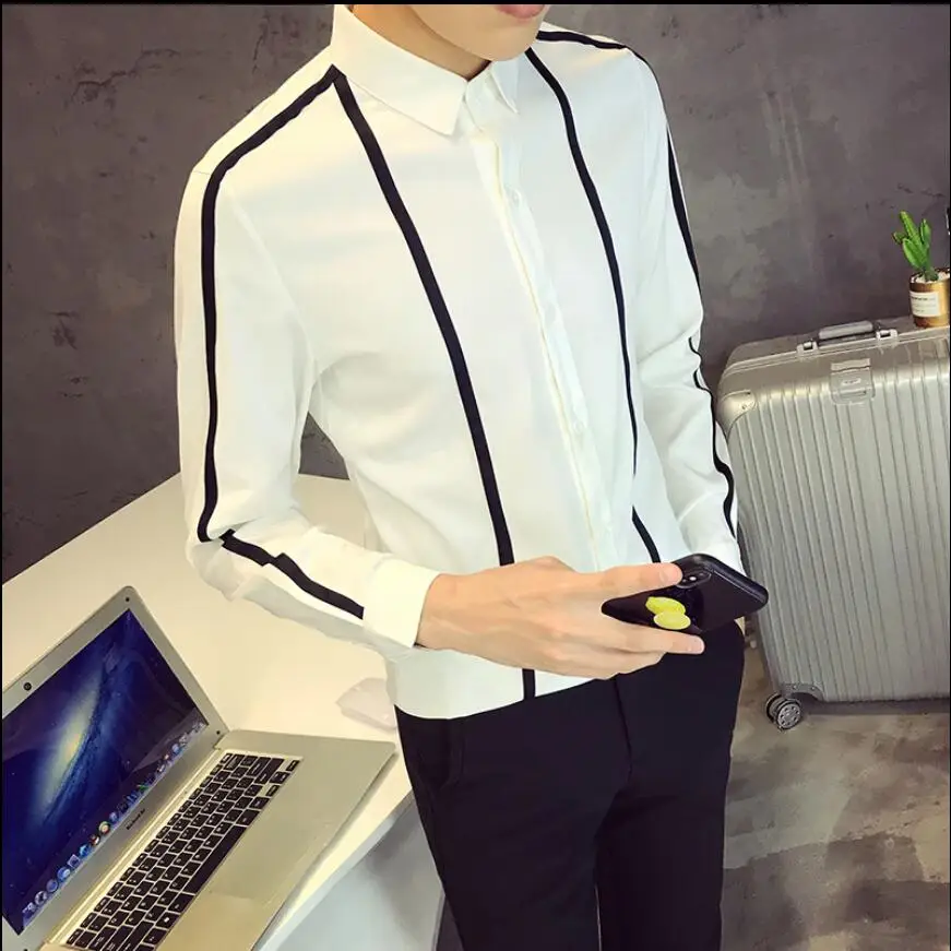 S 5xl 2021 Новая мода бар Dj рубашка для ночного клуба тонкое наряд трендовая Мужская с