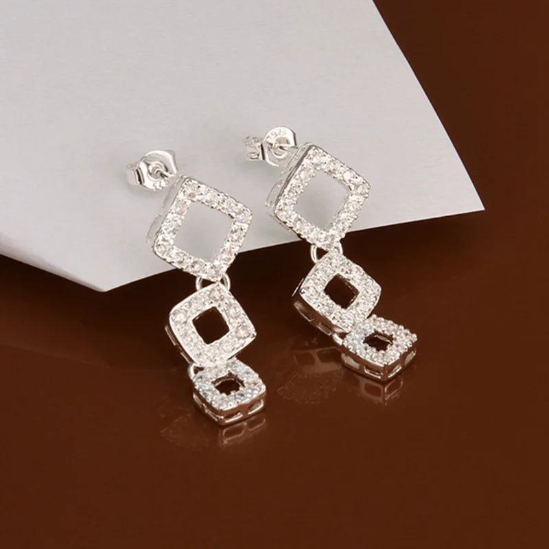 summer style fine 925 sterling silver earrings 925-sterling-silver jewelry rhinestone stud Earrings for women SE363 - купить по