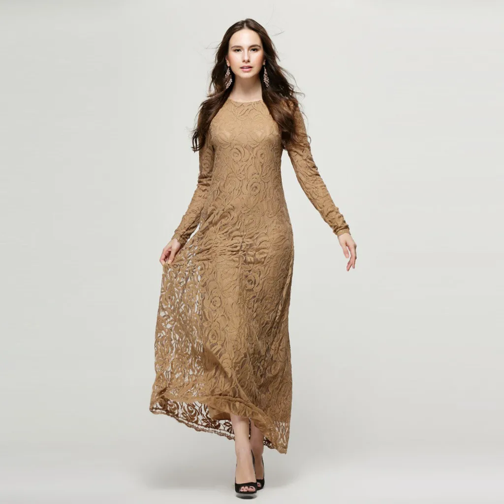 Женское мусульманское платье с жемчугом Abaya свободное однотонное большого
