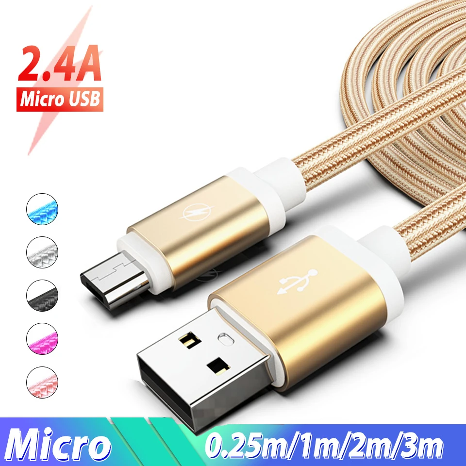 Micro USB кабель зарядного устройства Microusb Usb для Samsung A10 M10 A6 A7 2018 Lenovo 1/1.5/2/3 метр