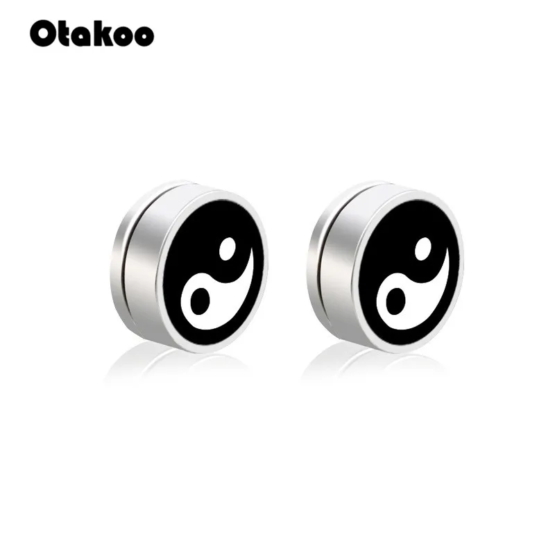 Otakoo новые черные магнитные круглые серьги-гвоздики метральные серьги для ушей
