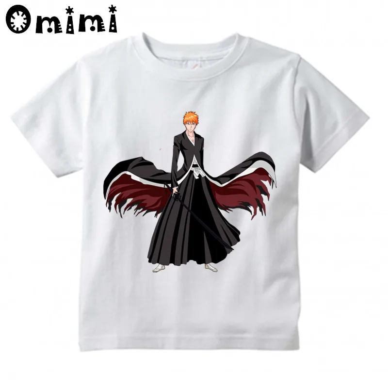 

Детская отбеливающая футболка Kurosaki Ichigo с японским аниме-дизайном, отличные повседневные топы с коротким рукавом для мальчиков и девочек, За...