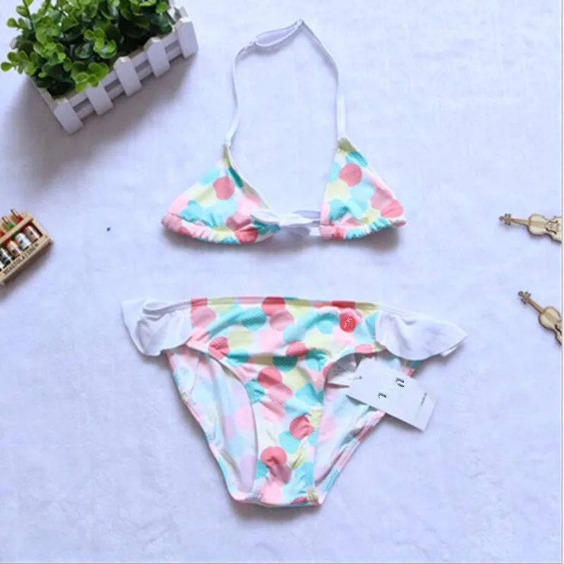 

2017 Baby/Infant Girls Kids Tankini Bikini Suit Geometric pattern Franch design Beachwear Swimsuit two pieces Swimwear