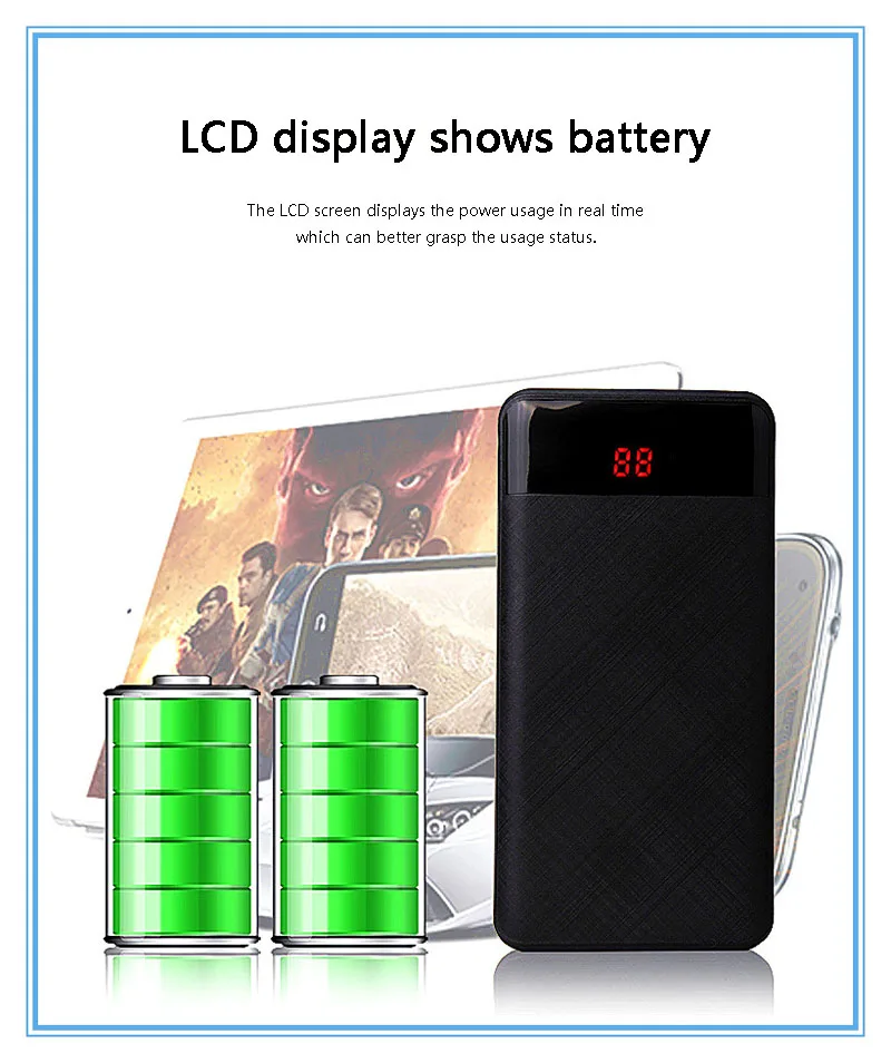 Новый 20000 mAh 3 USB внешний аккумулятор портативное зарядное устройство Bateria Externa