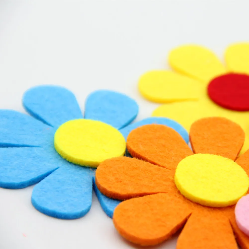 5pc Colorful Flower Cutting Felt DIY Home Child Room Kindergarten Stickers Decor Wall Puzzle Game Sewing Appliques Fabric Crafts | Дом и сад