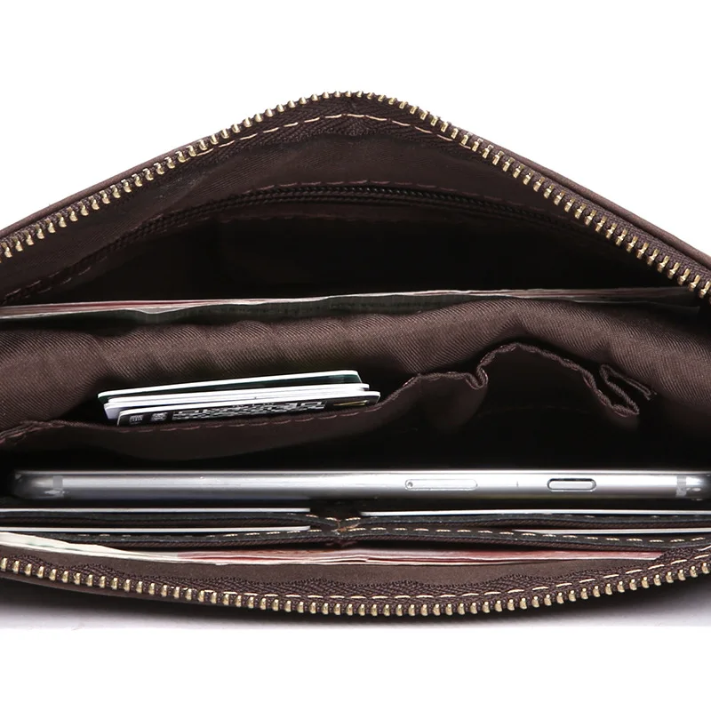 Goede 2018 Retro Echt Leer Retro Mannen Clutch Bag Toevallige Handtas Tote Grote Capaciteit Telefoon Geld Card Wallet Purse LS0212