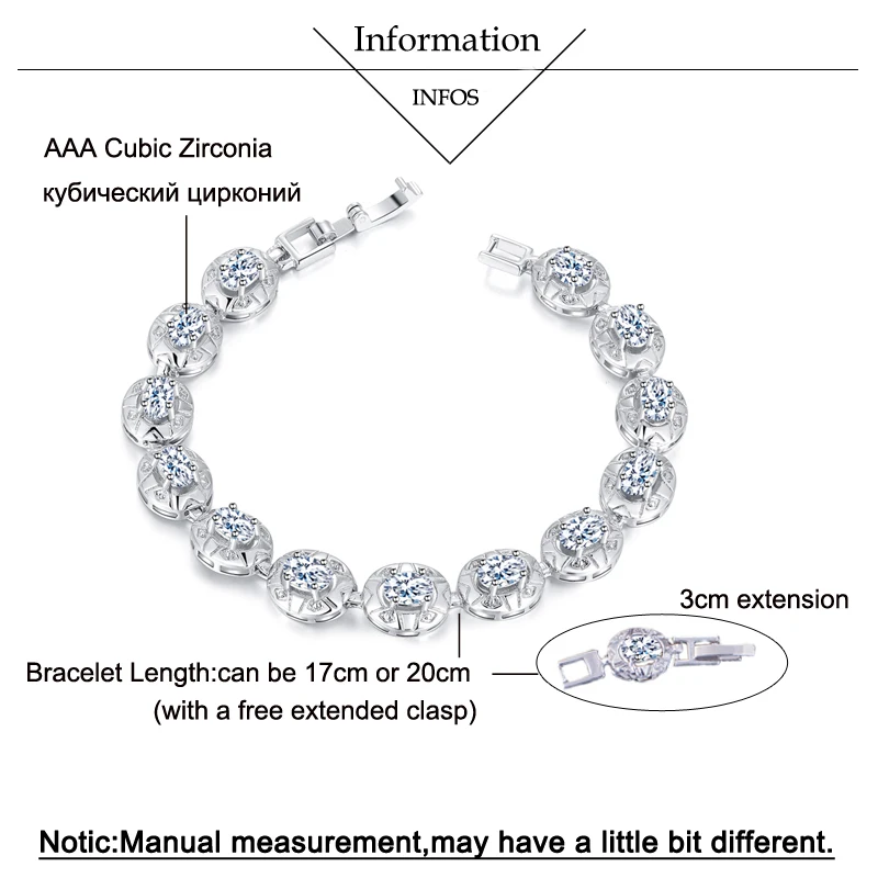 BeaQueen Luxury Yellow Gold Color Indian Jewelry Oval Round Cubic Zircon Crystal Setting Tennis Bracelets for Fashion Women B166 | Украшения