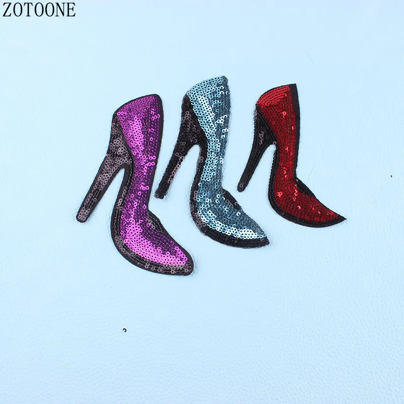 ZOTOONE стикеры на высоких каблуках для одежды, железная нашивка для одежды, дешевая вышитая Цветочная нашивка apпике «сделай сам», нашивка с блестками