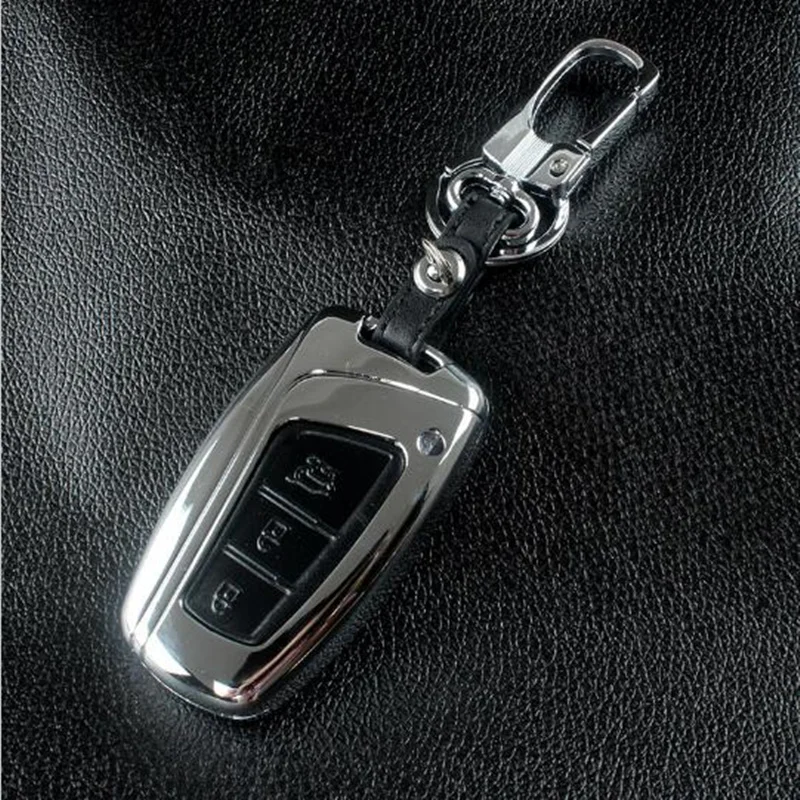 SeiYio Zinc alloy+Leather Car Key Case cover shell For Hyundai Santa Fe (DM) 2013 2014 2015 2016 | Автомобили и мотоциклы
