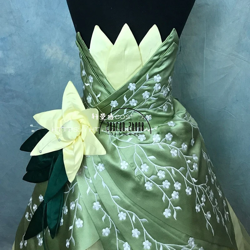 Tiana/детский Карнавальный костюм для девочек Детский на Хэллоуин Платье заказ|cosplay