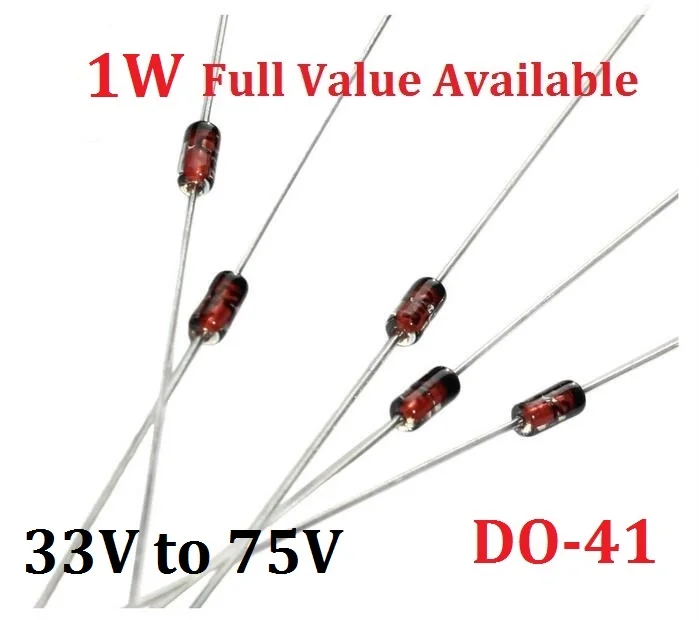 1 Вт 50 шт. IN4752A/33V 1N4753A/36v 1N4754A/39V 1N4755A/43V 1N4756A/47V 1N4757A/51V 1N4758A/56V 1N4759A/62V 1N4760A/68V 1N4761A/75V|Диоды| |