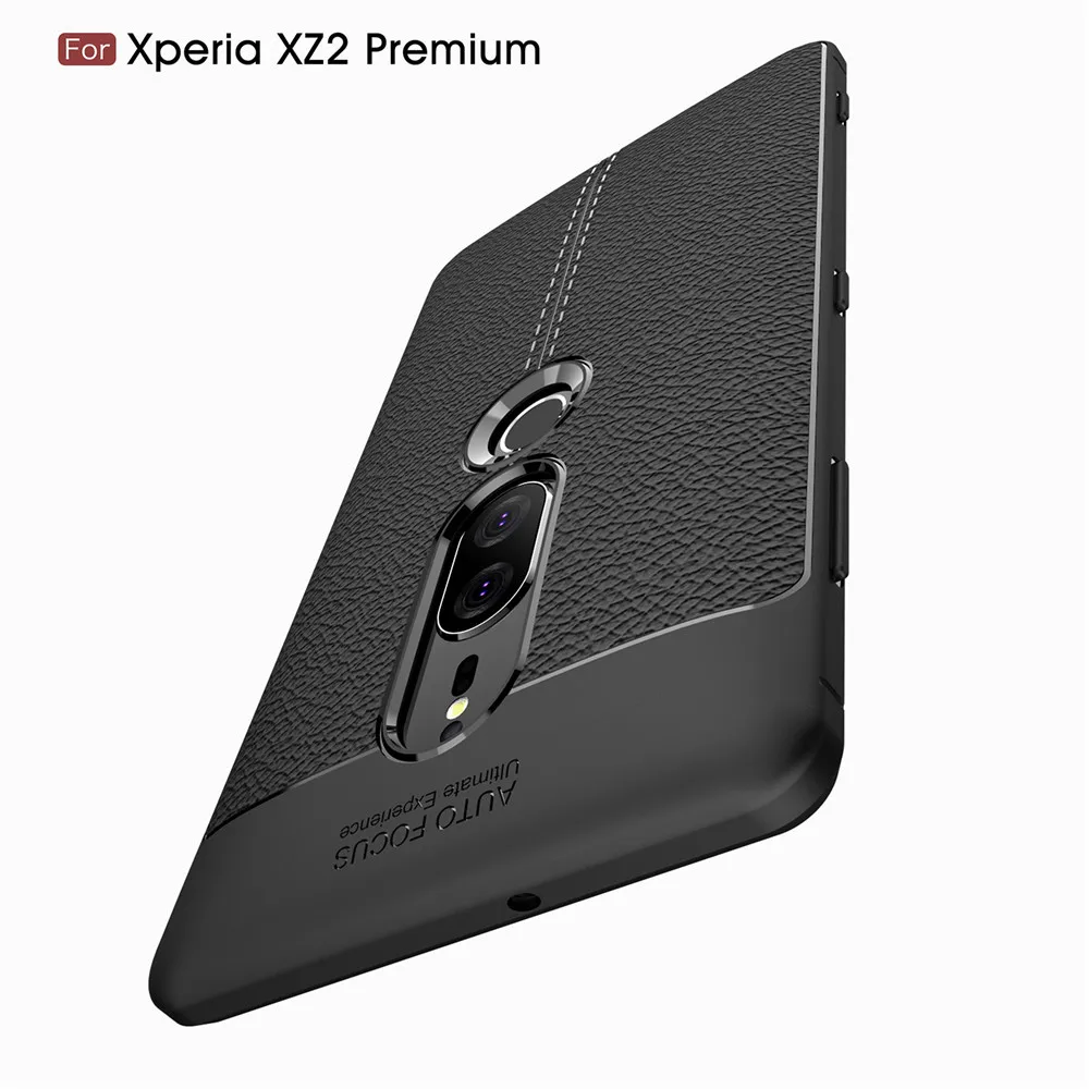 Мягкий матовый чехол с текстурой личи противоударный деловой для Sony Xperia XZ1 XZ2 XZ3
