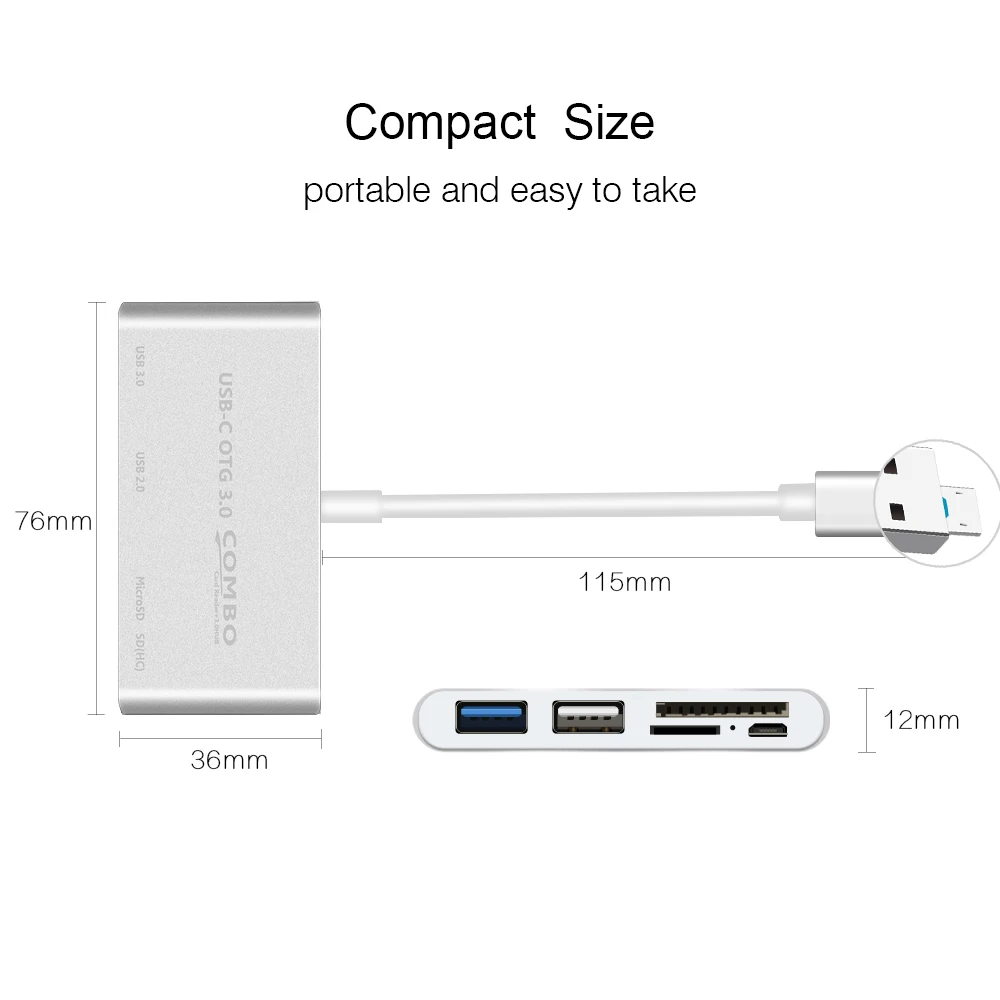 2 в 1 USB 3 0 концентратор Micro OTG Мульти сплиттер SD/Micro SD кардридер порт зарядного