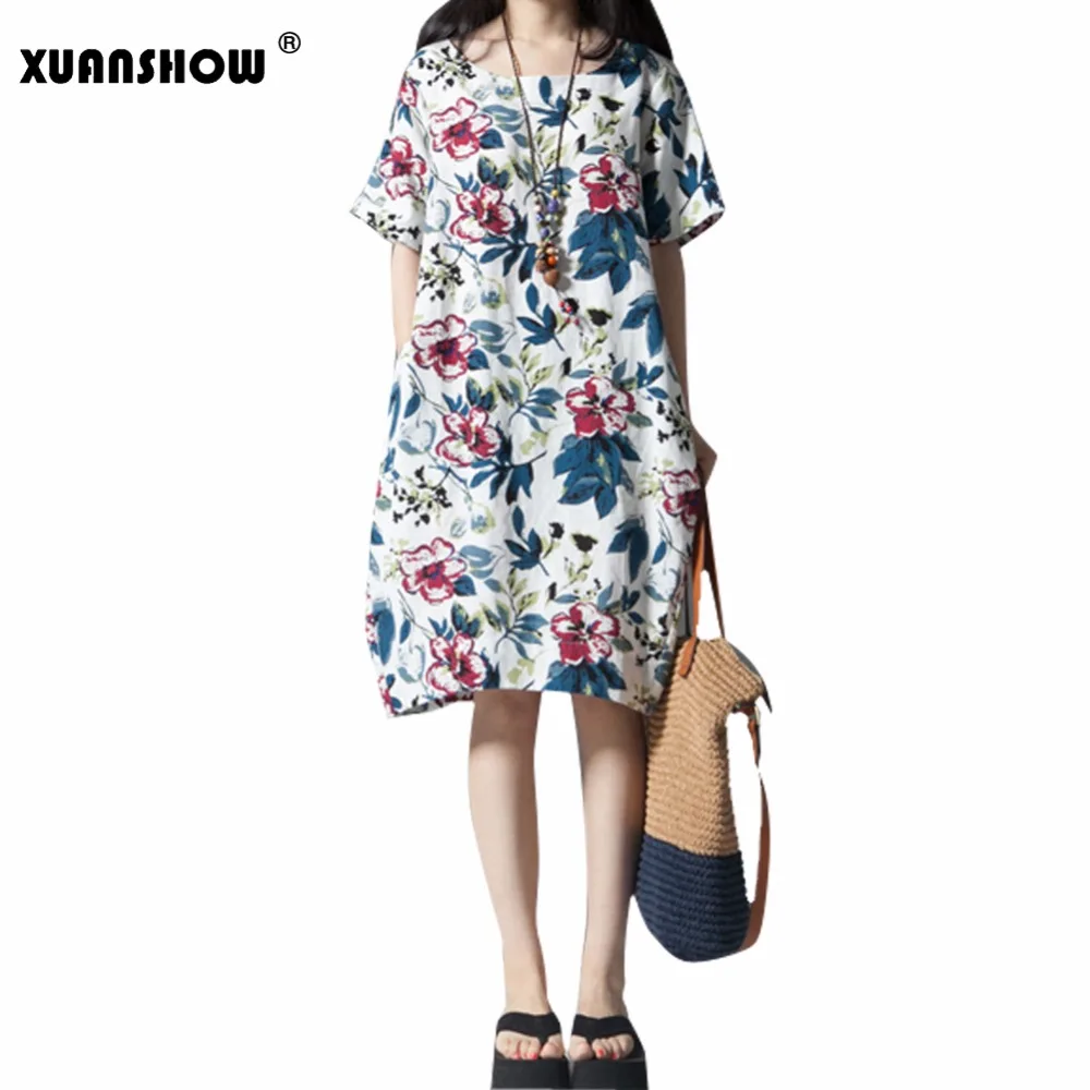 XUANSHOW женские платья новое поступление 2018 Повседневная Свободная женская одежда