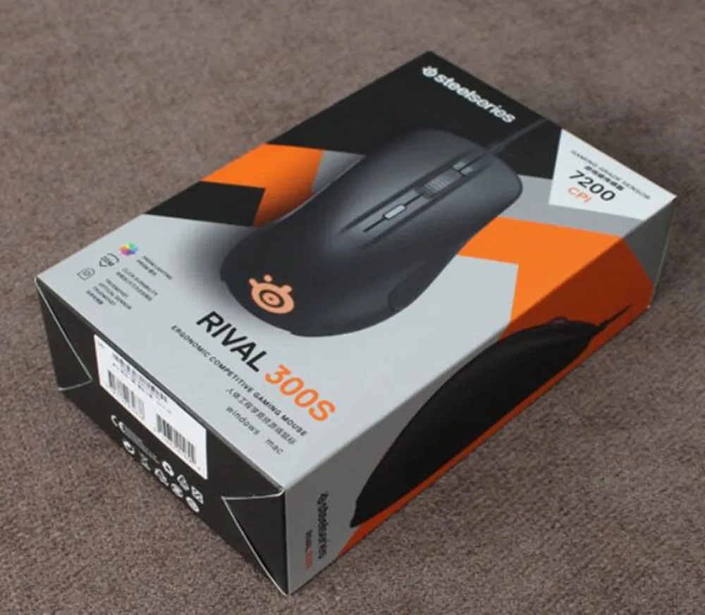 With Retail Package Steelseries Rival 300S игровая мышь Проводная 6 кнопок 6500 dpi RGB светодиодный логотип оптическая мышь геймер USB мыши для Dota - Цвет: With Retail Package