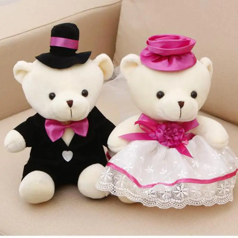 Милый 25 см 2 шт./компл. свадебный медведь плюшевый милые мягкие пары кукла детская