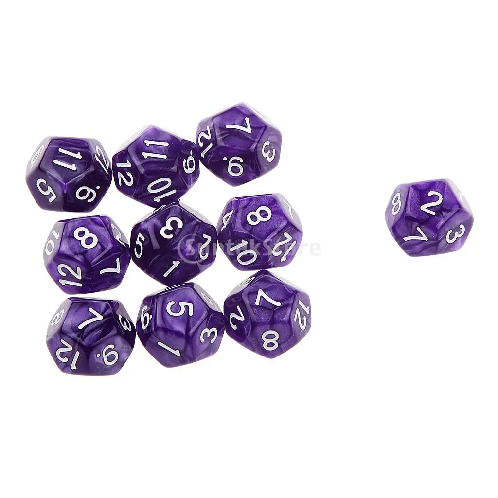 MagiDeal 10 шт многогранные игральные кости D6 D10 D12 игральные кости D& D RPG Вечерние игры Кубики цифровые настольные игры Кубики