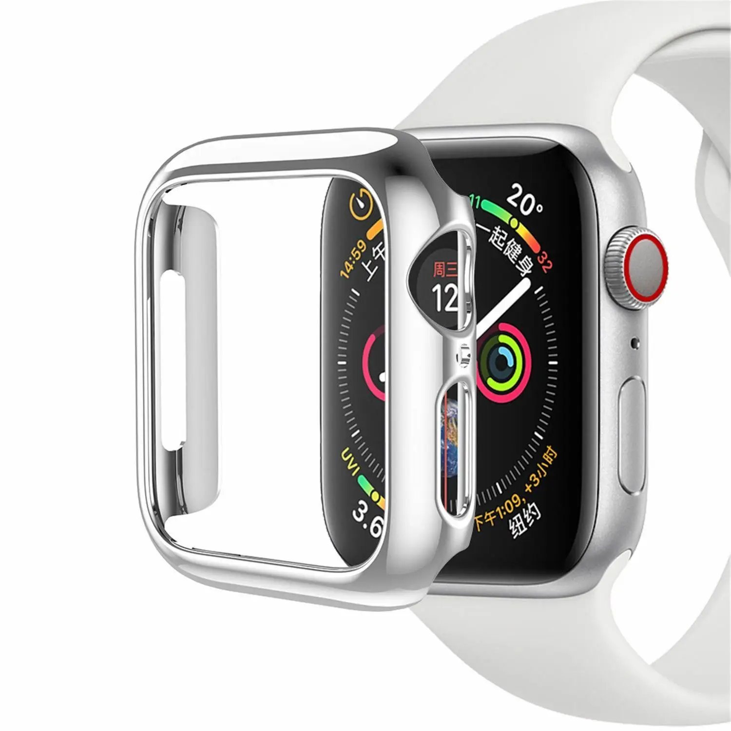 SILVER HOCO брендовый Пластиковый корпус для часов для iWatch 44 мм 40 мм крышка Рамка для Apple Watch серия 5 серия 4 чехол с покрытием защитная оболочка - Цвет: SILVER