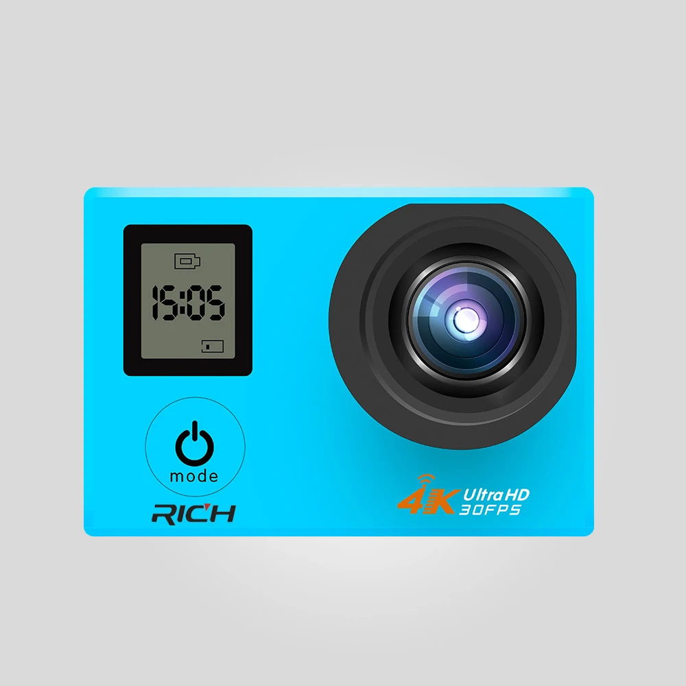 Экшн-камера RICH V903D 4K 2 0 дюйма двойной ЖК-дисплей 16 МП Спортивная Wi-Fi 30 м