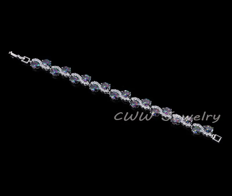 CWWZircons Женские ювелирные аксессуары натуральный цветной камень CZ Женские Подарочные браслеты с кубическим цирконием CB136