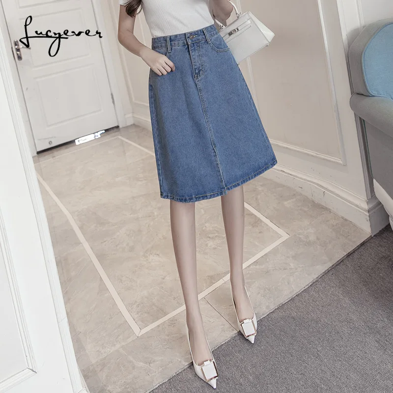 Женские джинсовые юбки JMPRS винтажные однотонные трапециевидные повседневные