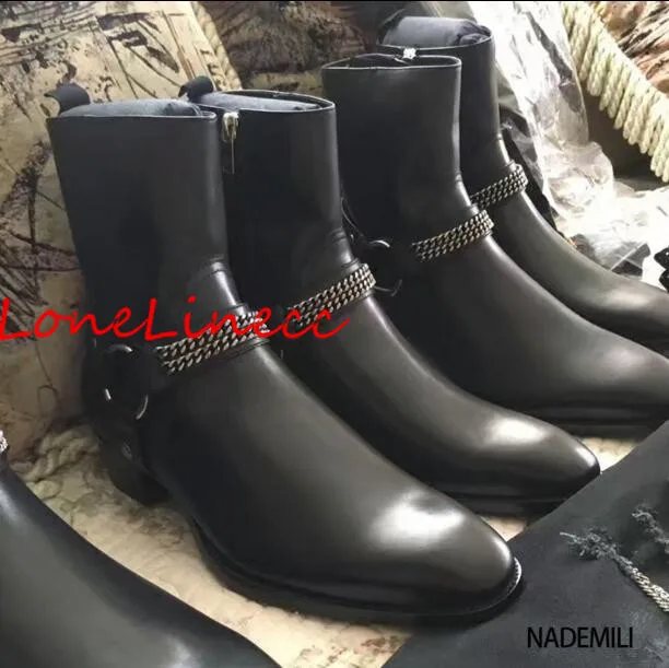 Новинка Мужские ботинки Челси из натуральной кожи на плоской подошве с высоким