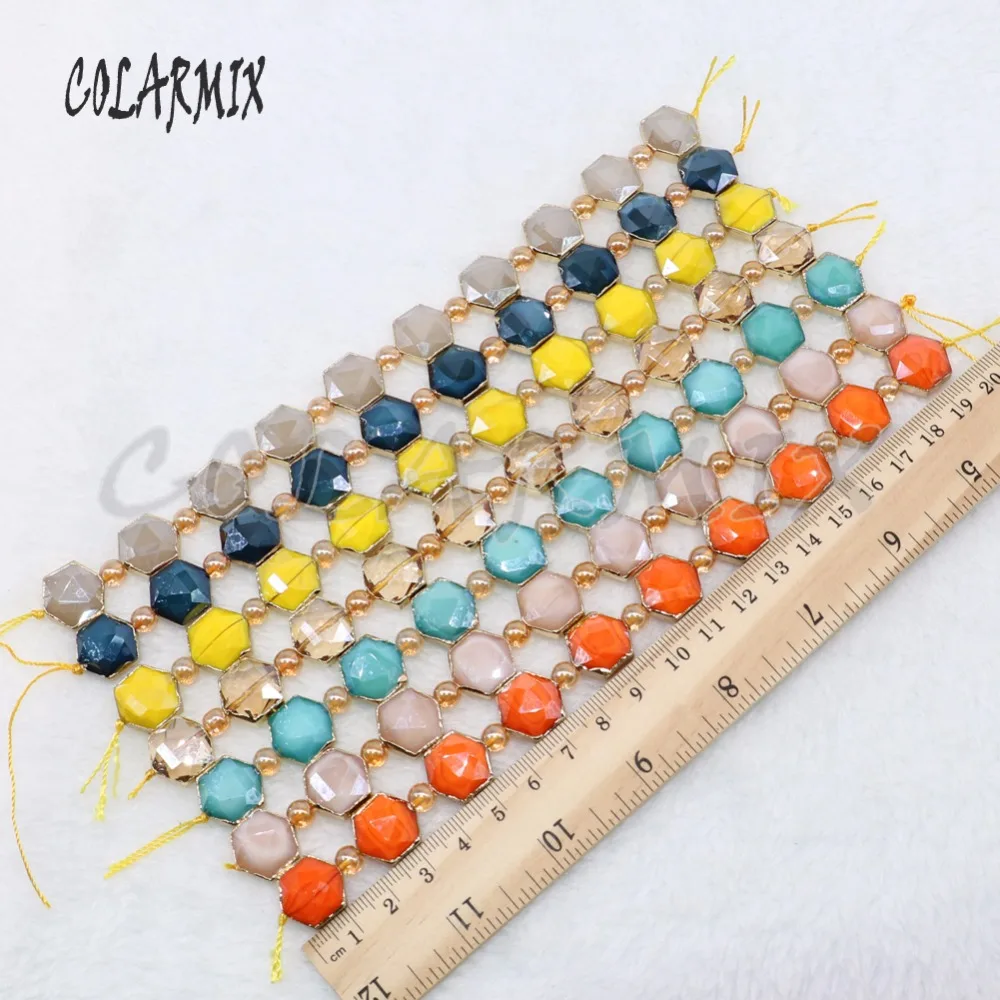 

5 strands Geometric beads faceted crystal beade faceted mix colors 10 beads a strand handcraft jewelry making accessories 4871