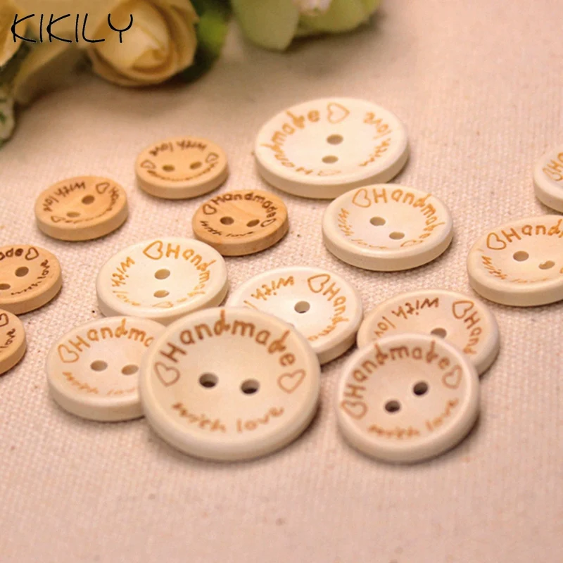 50 шт. деревянные пуговицы с двумя отверстиями 15/20/25 мм|sewing buttons|buttons scrapbookingwood sewing