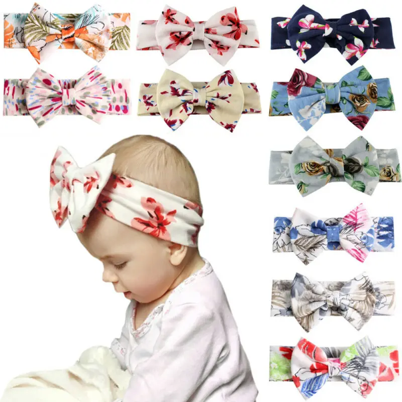 3Pcs New Baby Soft Bow Headband Turban Top Knot Newborn Girl Accessories Sweet Gifts Flower Stretch Princess | Детская одежда и