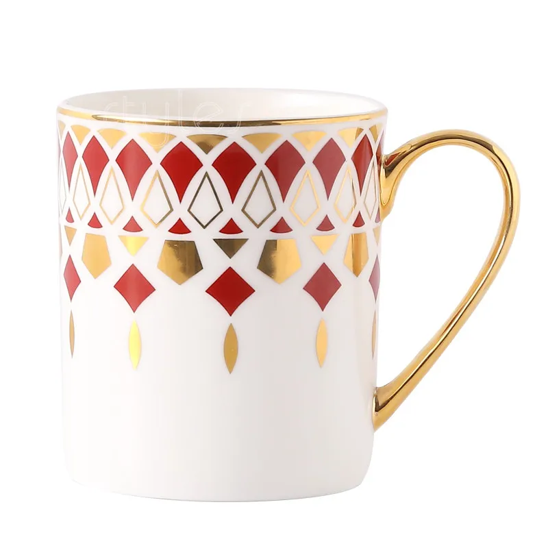 Cocostyles InsFashion creative coffee ceramic mugs with gold handle and pattern for woman gift sets | Mugs