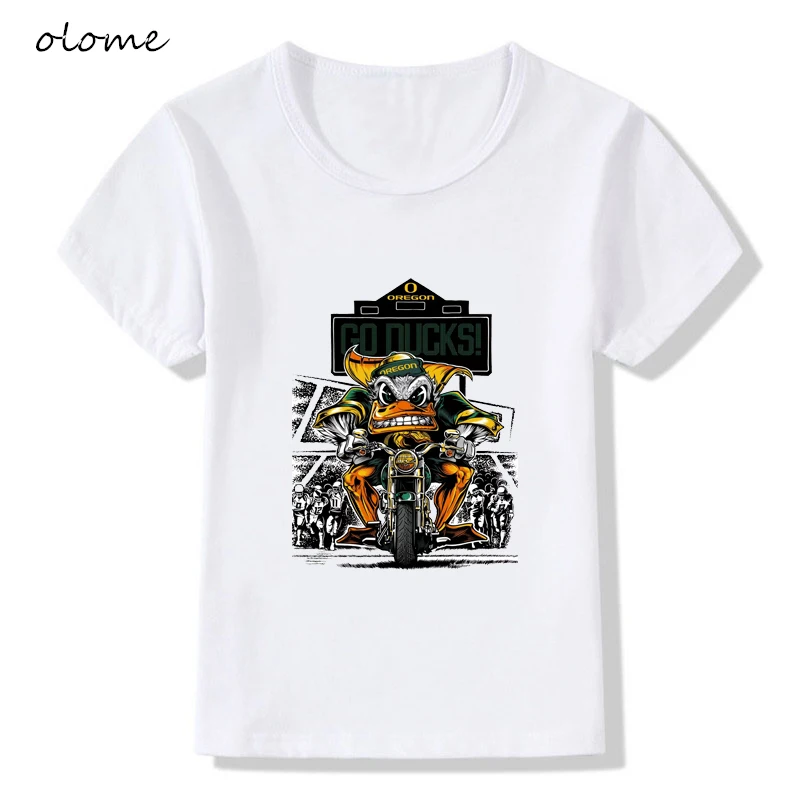 Unique crocodile bull pattern Printed T-Shirts Motorized duck cartoon Kids White Clothing O-neck Short sleeve for boys KTP6366 |