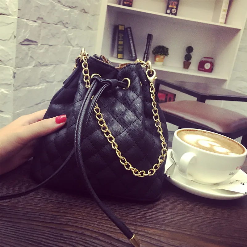 Корейская версия новой 2016 Пакета(ов) Drawstring ведро мешок цепи Мини Lingge Плеча Сумки |