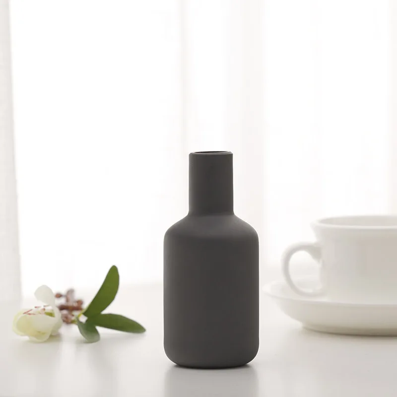 C Dark grey 11cm Европейская керамическая ваза, серые мини вазы, креативная ручная работа, матовый песок, Маленькая ваза, ремесла, модные украшения дома, аксессуары - Цвет: C Dark grey 11cm