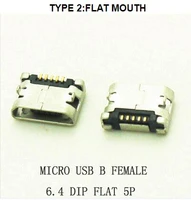 10pcslot 5pin 6 4mm micro usb 5pin dip female connector for mobile phone mini usb jack pcb welding socket flat mouth