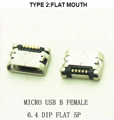 10 шт./лот 5Pin 6 4 мм Micro USB 5pin DIP гнездовой разъем для Мобильный телефон мини PCB