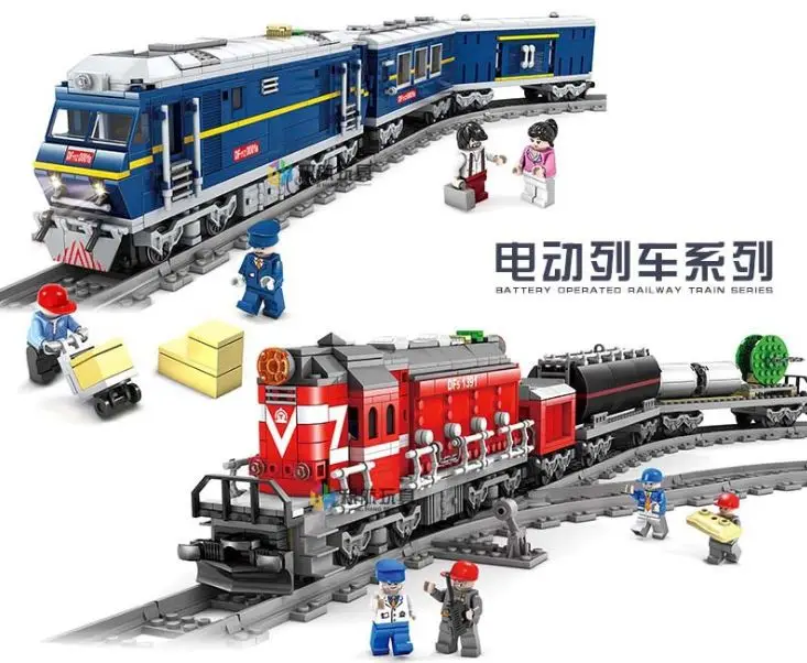 

City DIY MOC Power Driven Diesel Train Track Rail Building Blocks Sets Kits Bricks Kids Classic Model Toys