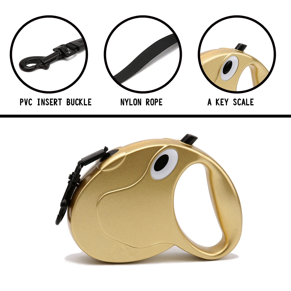 Retractable Dog Leash 5M Dog Walking Leash For Small Medium Dogs Durable Pet Training Walking Collar Leash 3M Gold Silver NZL113