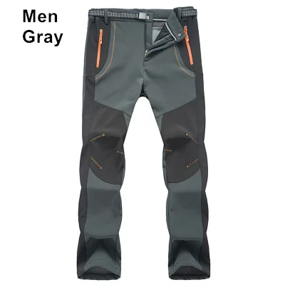 Men Gray RAY GRACE мужские водонепроницаемые треккинговые брюки зимние уличные брюки мужские флисовые походные охотничьи рыболовные горные брюки спортивные женские - Цвет: Men Gray