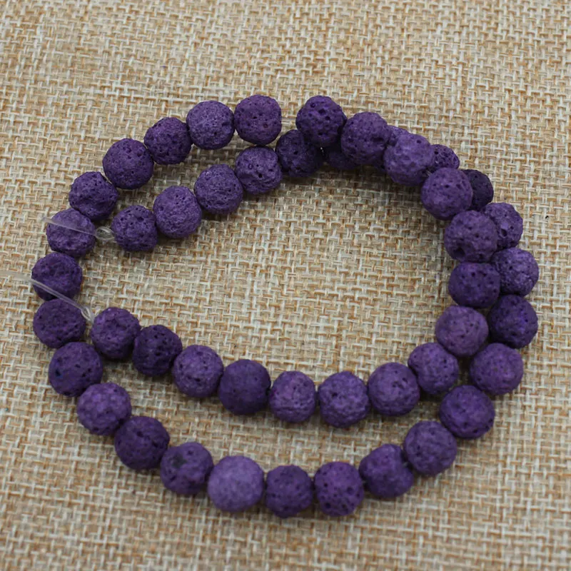 6-16mm Natural Round Light Purple Lava Rock Stone Beads For Jewelry Making Bracelets 15'' Needlework DIY Trinket | Украшения и