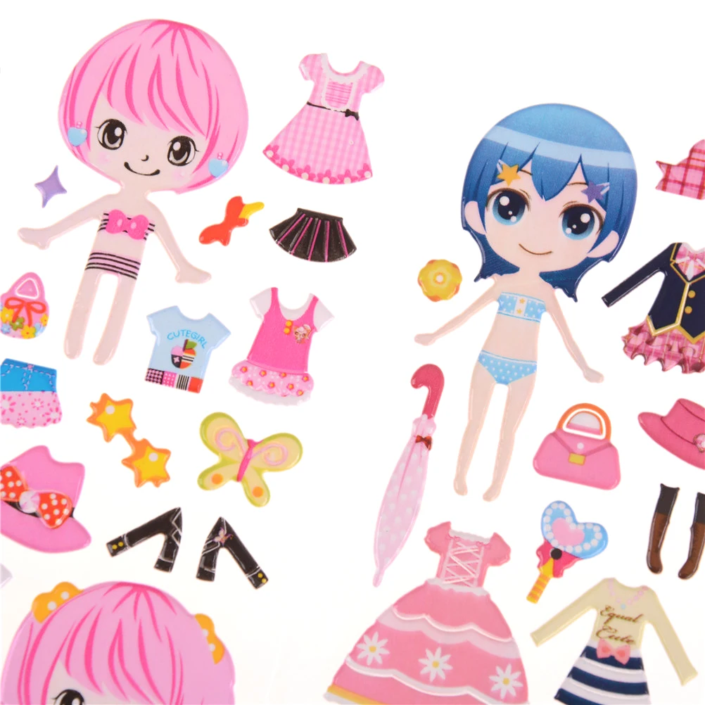 5 листов наклейки на одежду для маленьких девочек из ПВХ|little stickers|stickers forstickers for girls