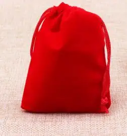 red 10 шт./лот 7x9 см небольшой шнурок черные красные бархатные украшения сумка подарки Ювелирные сумки Свадебные Рождественские мешки для упаковки - Цвет: red