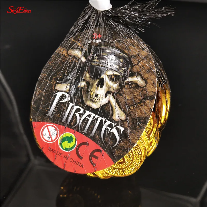 50/100pcs Pirate Gold Coins Treasure Game Halloween Play Money Party Props Kids Children Christmas Decor 5z | Дом и сад