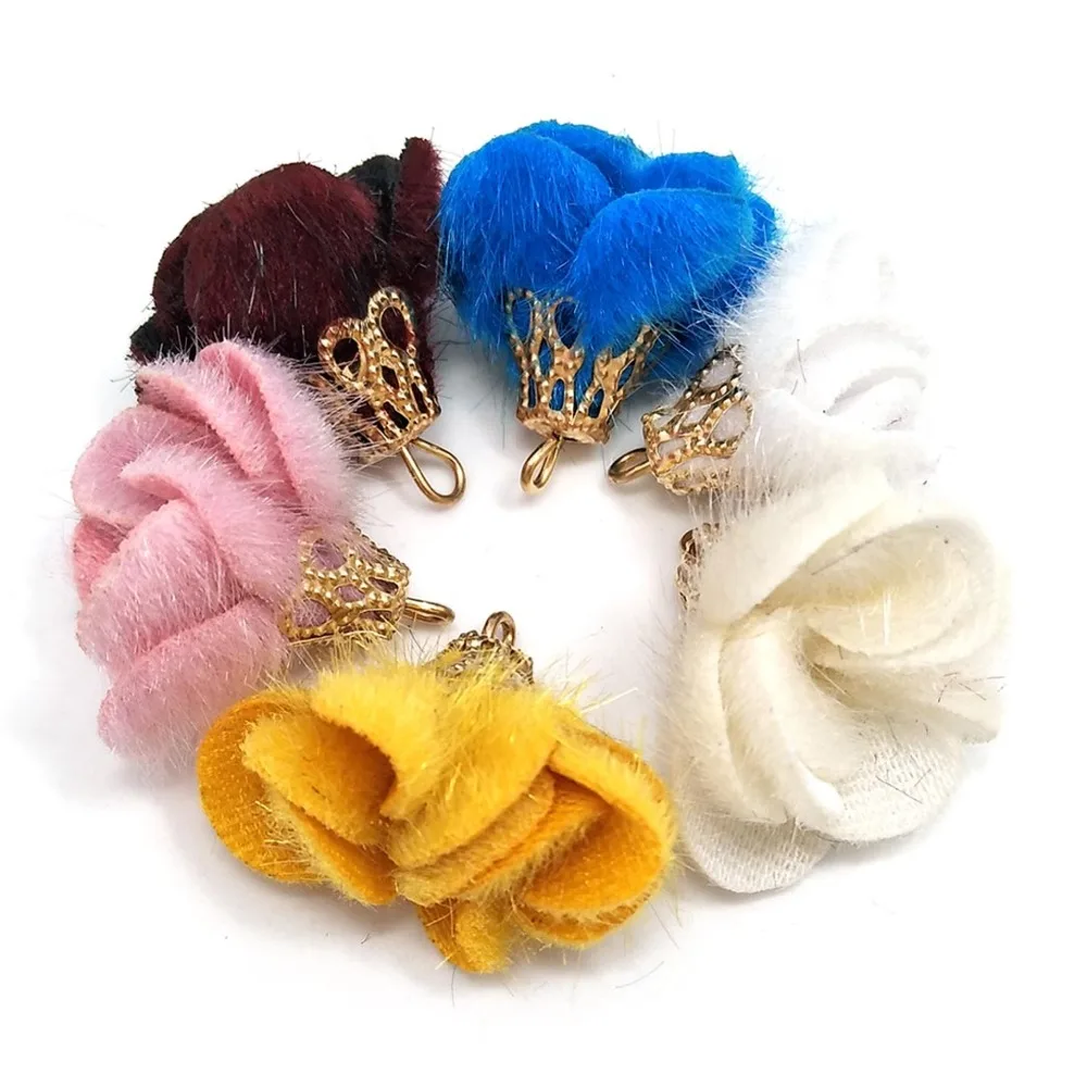 90pcs Small Tassel about 20mm Colorful Cloth Flower Tassels DIY Jewelry Making Earring Findings Accessory Necklace Pendant | Украшения и