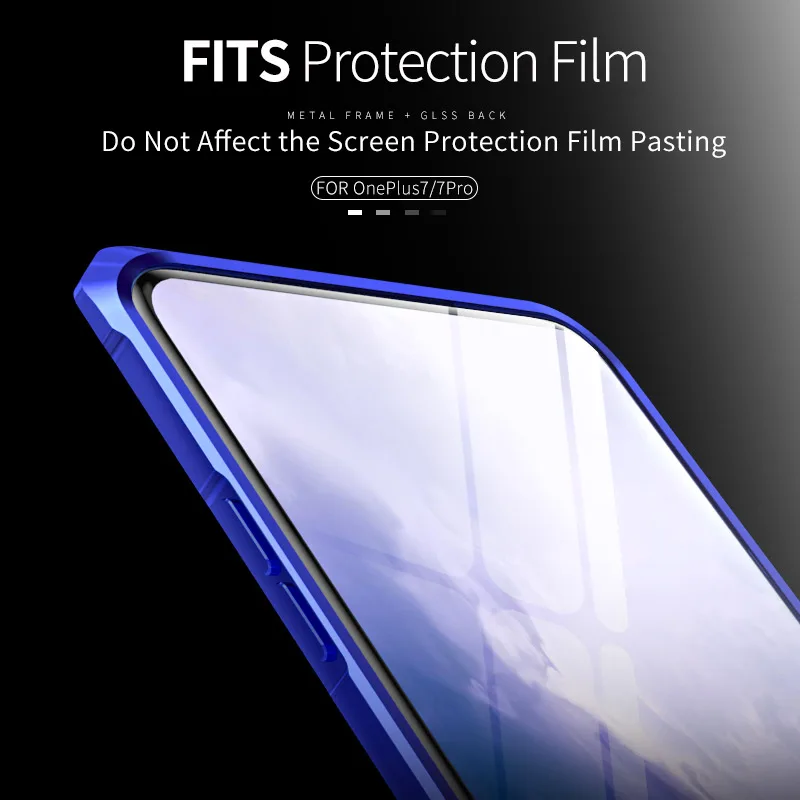 Роскошный металлический бампер для Oneplus 7 Pro Чехол прозрачная задняя крышка из