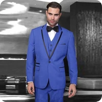 latest designs royal blue men suits slim fit wedding groom tuxedos custom made best man blazers 3piece jacket pants vest prom