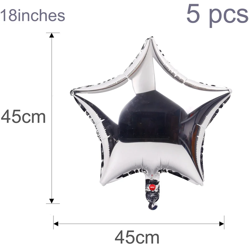 5pcs silver star Huiran, 5 шт. в партии, 18 дюймов с днем рождения воздушные шары "сделай сам" сердце шары звезда Globos День рождения Декор детей шарики для свадьбы Любовь следа - Цвет: 5pcs silver star