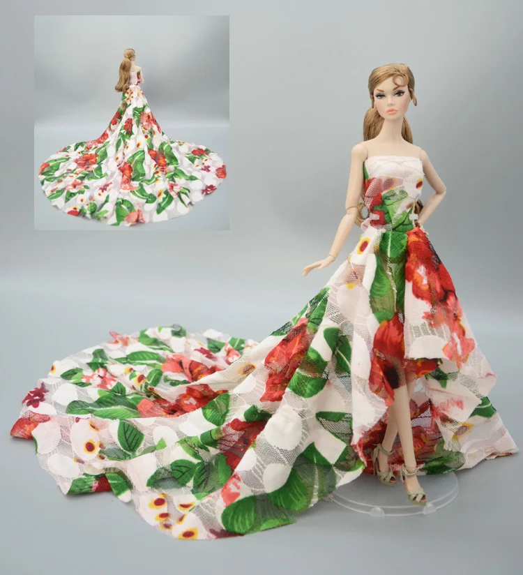 Великолепное длинное свадебное платье с цветными цветами женская одежда для 1/6 BJD